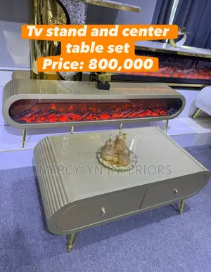 Artificial Fireplace TV Stand and Center Table Set