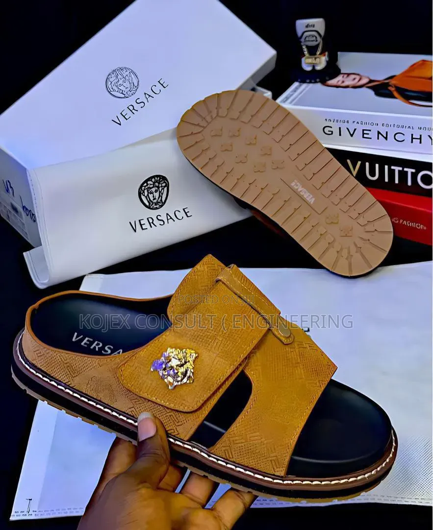 Versace Leather Comfy Slides