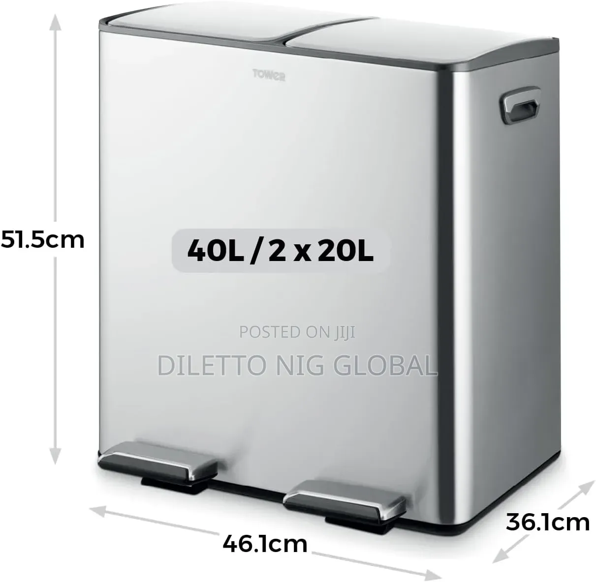 Tower 40L Recycling Pedal Bin