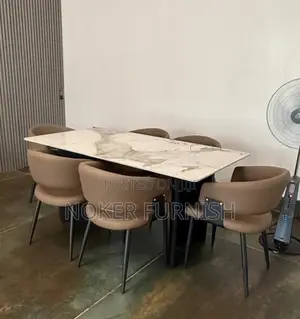 6 Dining Set With Mable Top Table