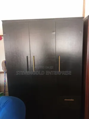 Modern Black Wardrobe | Spacious Storage & Elegant Gold Details