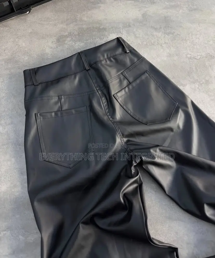 Black Faux Leather Wide Leg Pant