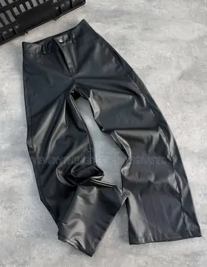 Black Faux Leather Wide Leg Pant