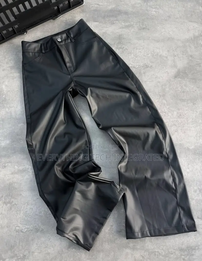 Black Faux Leather Wide Leg Pant
