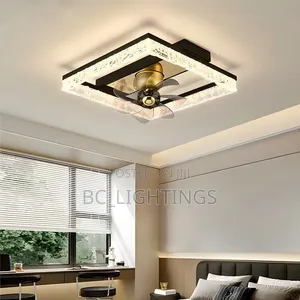 Modern Acrylic LED Ceiling Light With Fan Luxury Square Round Design