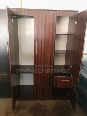 Modern Brown Wardrobe | Spacious Storage & Gold Handles