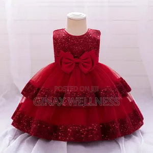 Girls Princess Party Dress With Sequin and Bow Designs (0-12 Months)