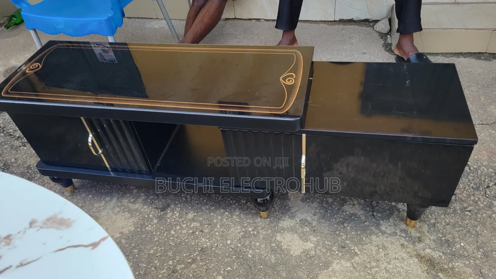 TV Console Black/Tampered Glass