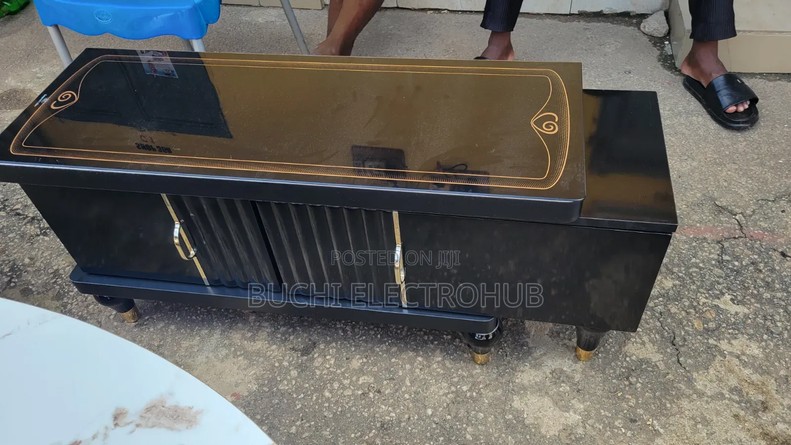 TV Console Black/Tampered Glass