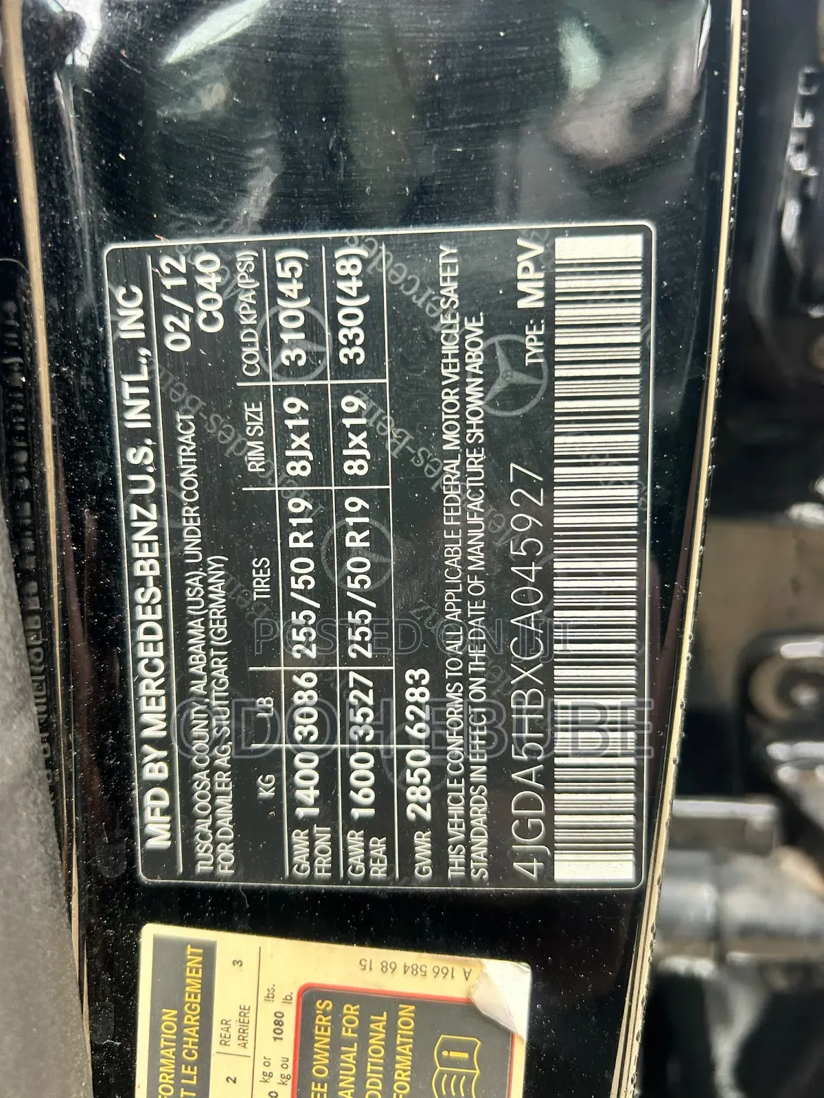 Mercedes-Benz M Class 2012 Black