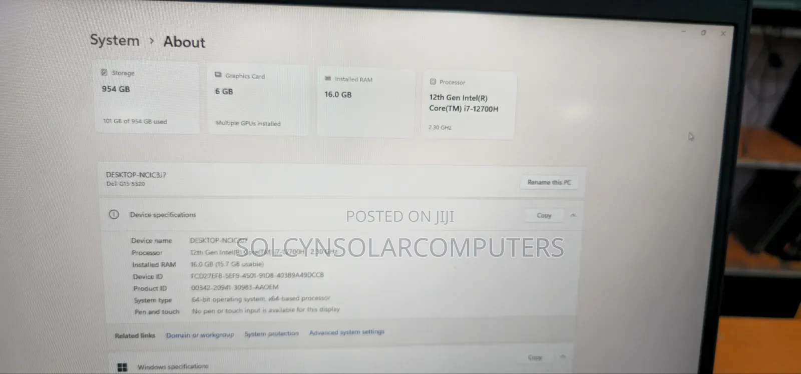 Laptop Dell G15 5520 16GB Intel Core i7 SSD 1T