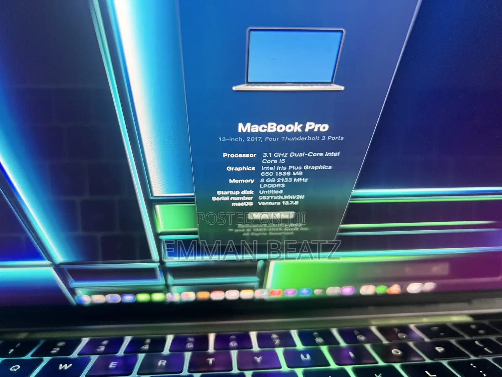 Laptop Apple MacBook Pro 2017 8GB Intel Core i5 SSD 256GB