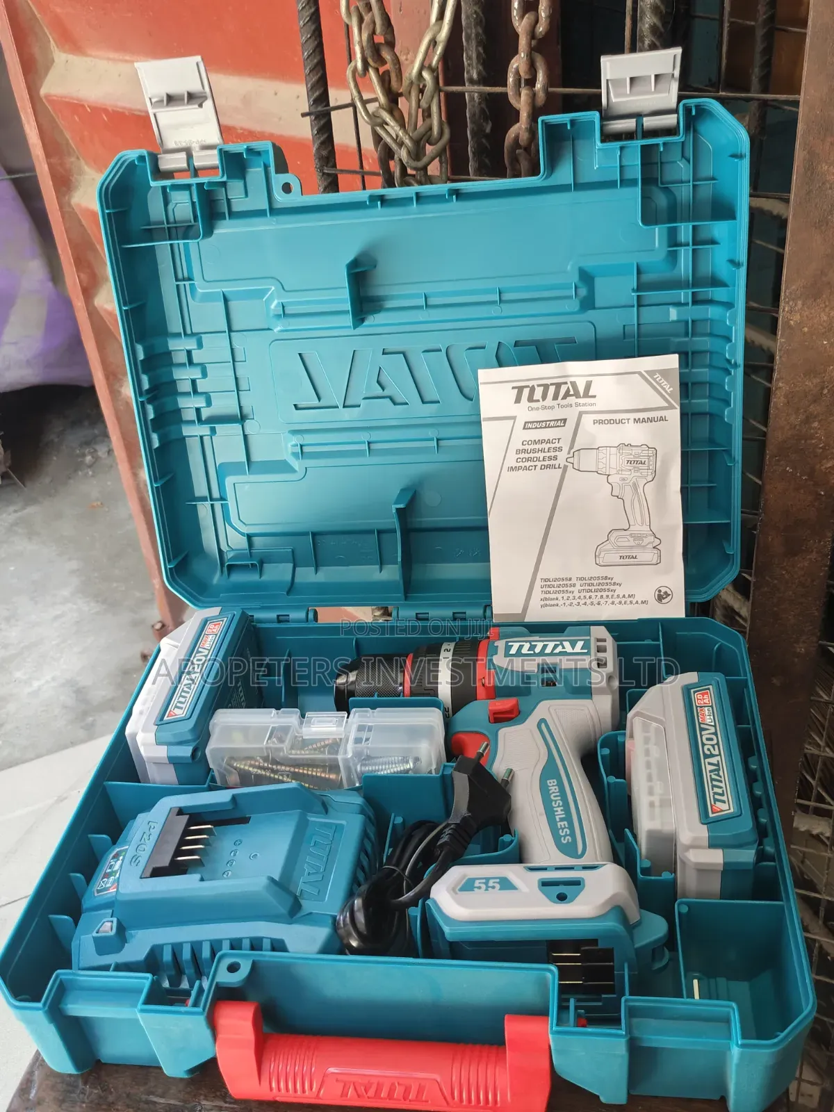Total 20volts 55n-M Cordless Impact Brushless Drill