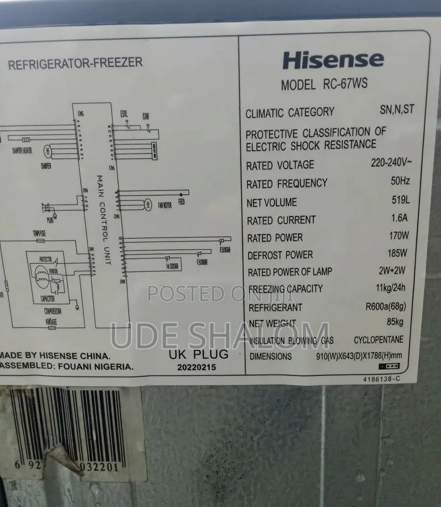 Barely Used Hisense Fridge and Freezer