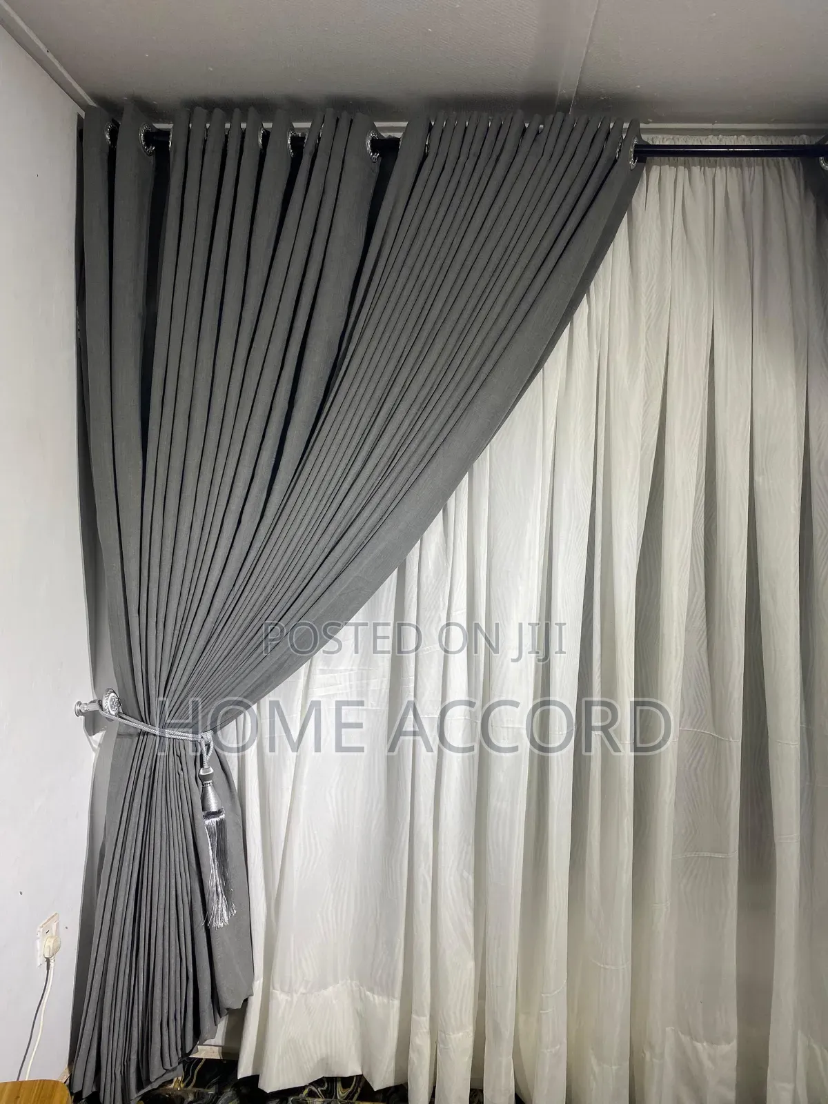 Gray Eyelet/ Rings Turkish Curtains