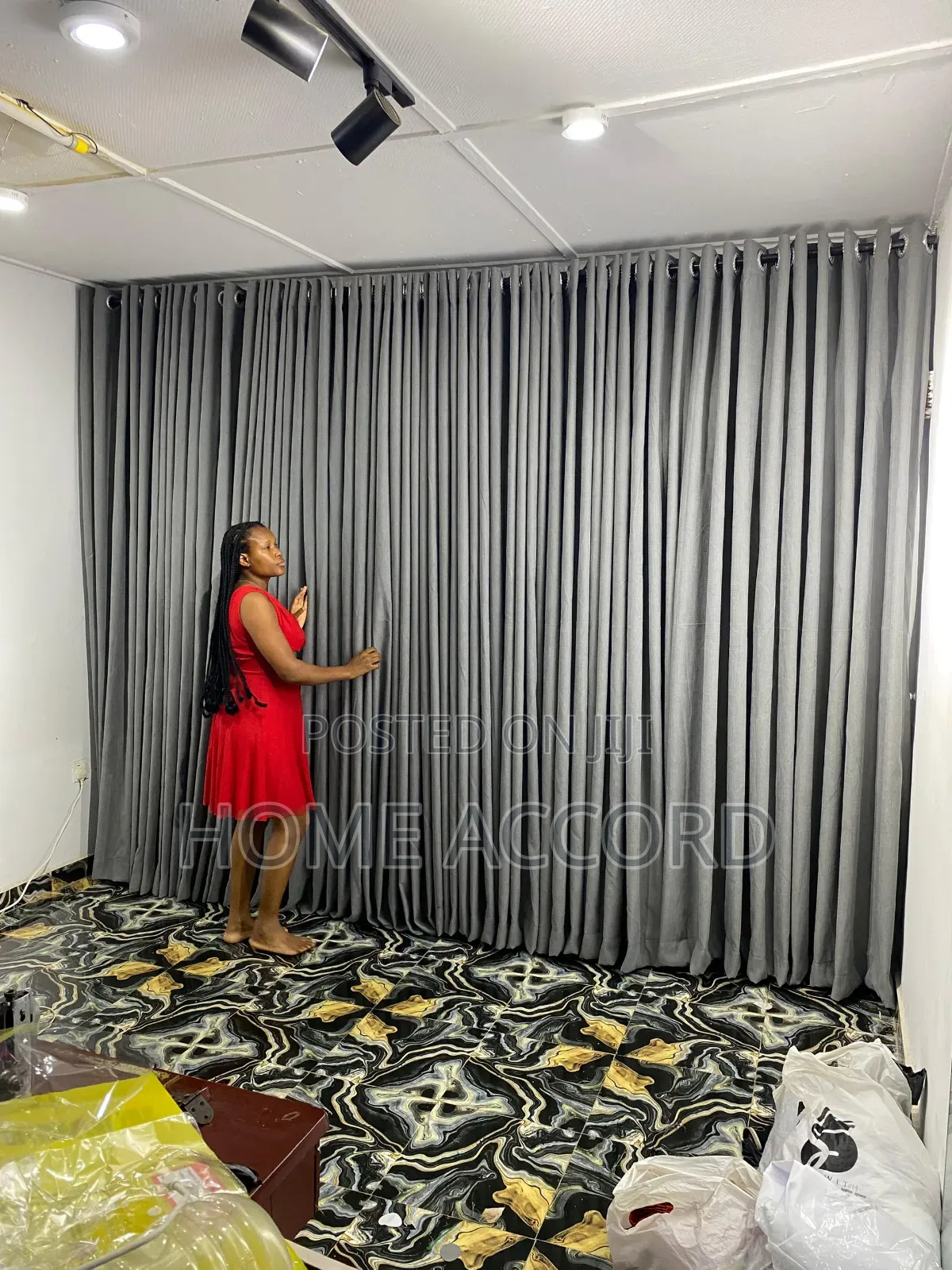 Gray Eyelet/ Rings Turkish Curtains
