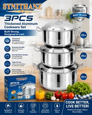 3pcs Stnithanz Quality Thickened Stainless Steel Cookware / Pot Set