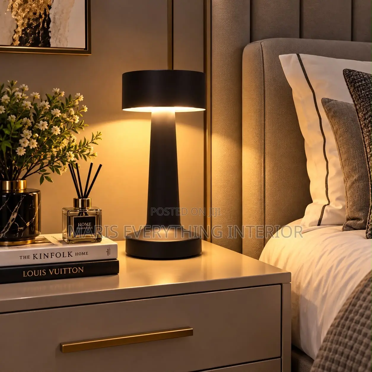 Noir Mushroom Cordless Table Lamp
