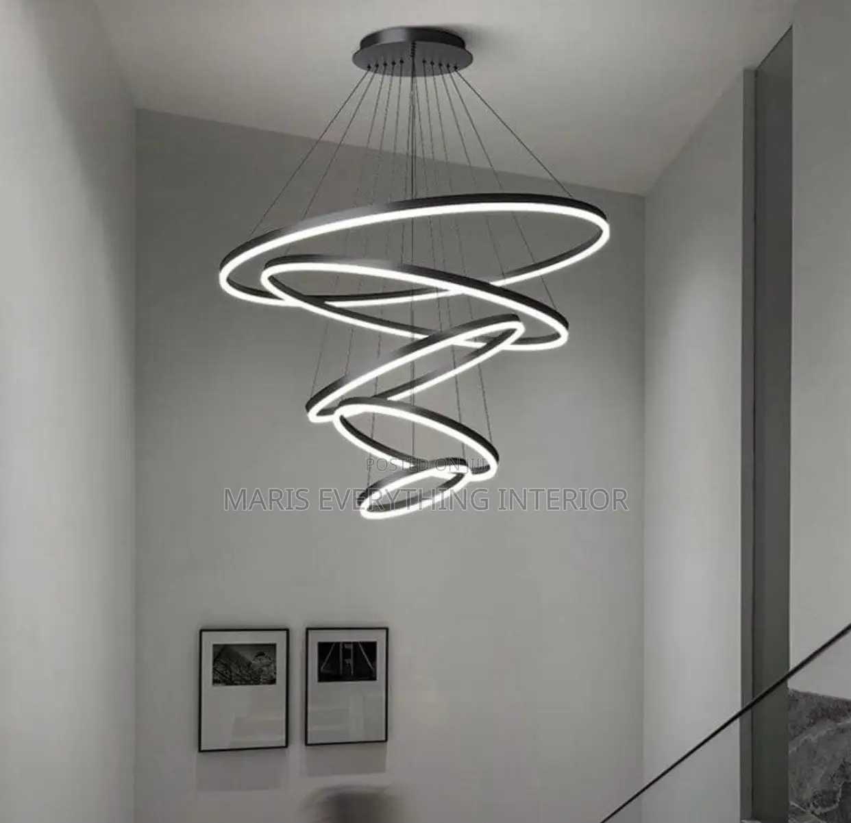 Vortex Spiral 5-Ring Chandelier(For Duplex & Staircase)