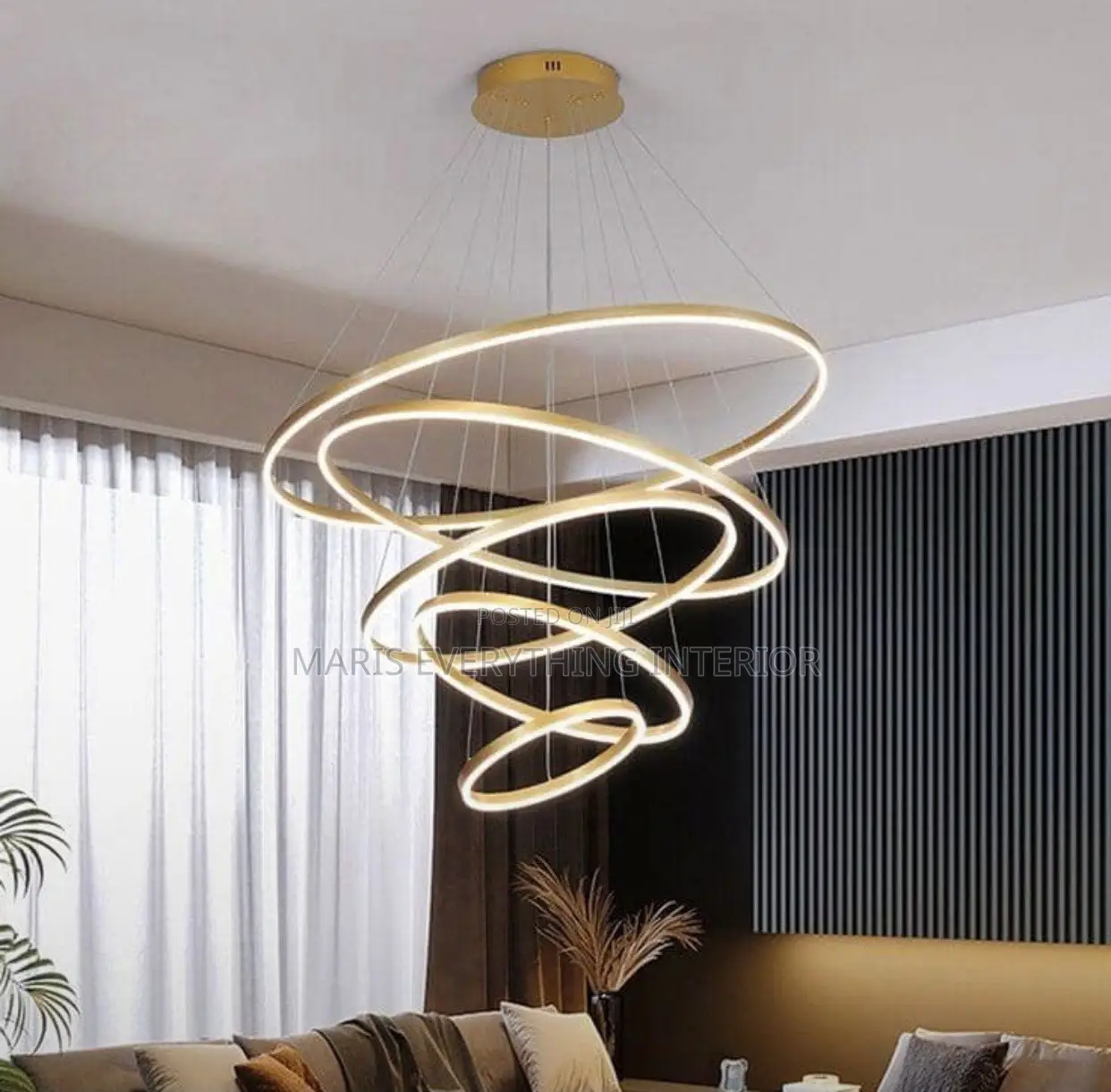 Vortex Spiral 5-Ring Chandelier(For Duplex & Staircase)