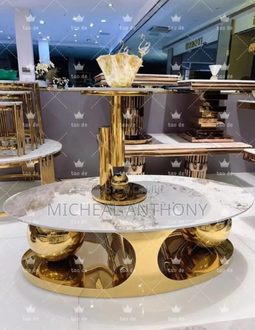 New Design Centre Table Two Ball Gold Design