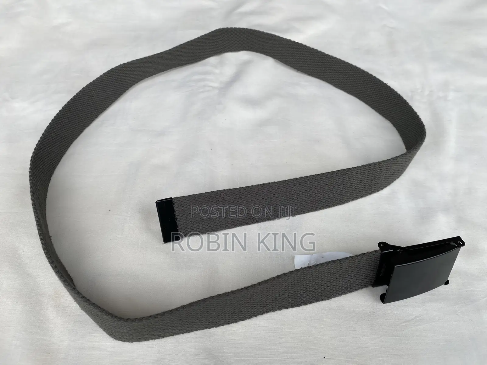 Generic Gray Unisex Narrow Webbed Belt Size Medium M