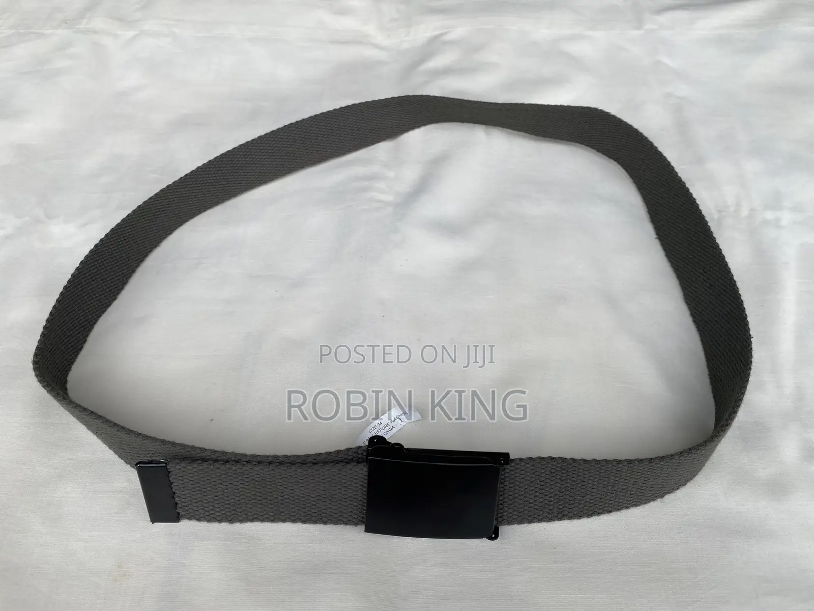 Generic Gray Unisex Narrow Webbed Belt Size Medium M