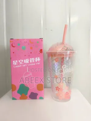Starry Sky Straw Cup With Lid & Straw