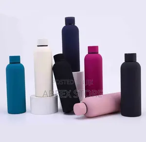 500ml Rubber Matte Water Bottle - Stainless Steel