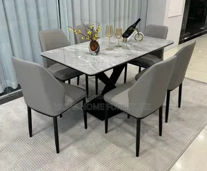 Cross Leg 6 Seater Marble Dining Table