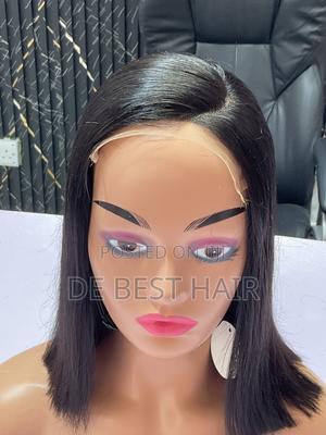 100% Human Hair 10 Inches Bone Straight C Cut With 5*5 Closure Black