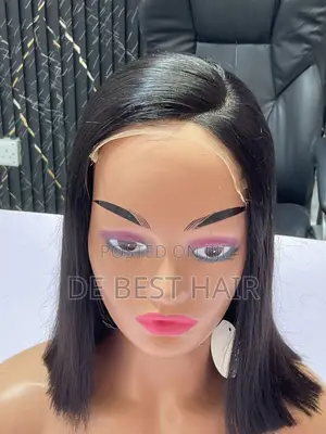 100% Human Hair 10 Inches Bone Straight C Cut With 5*5 Closure Black