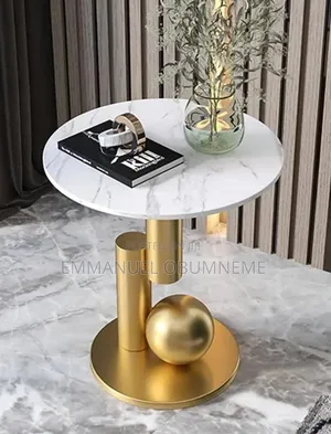 Marble Side Tables With Metal Base.