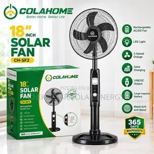 Brand New Colahome 18-Inch Rechargeable Solar Fan (AC/DC)