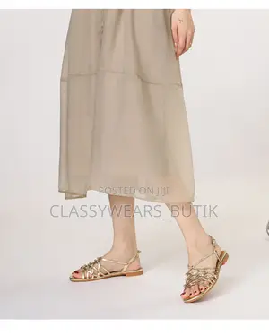 Gold Hand-Woven Thin Strap Roman Sandal