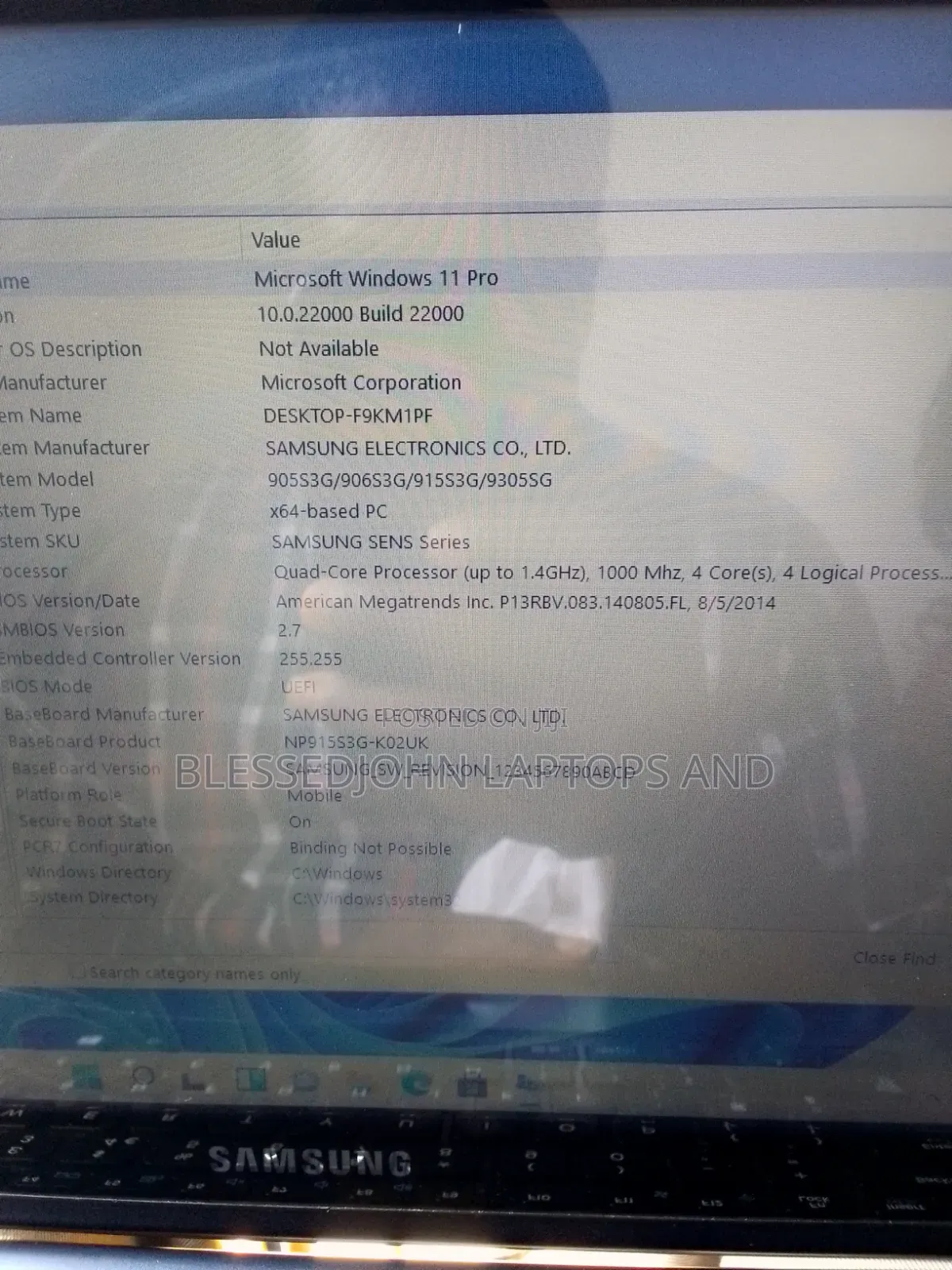 Laptop Samsung 4GB SSD 128GB