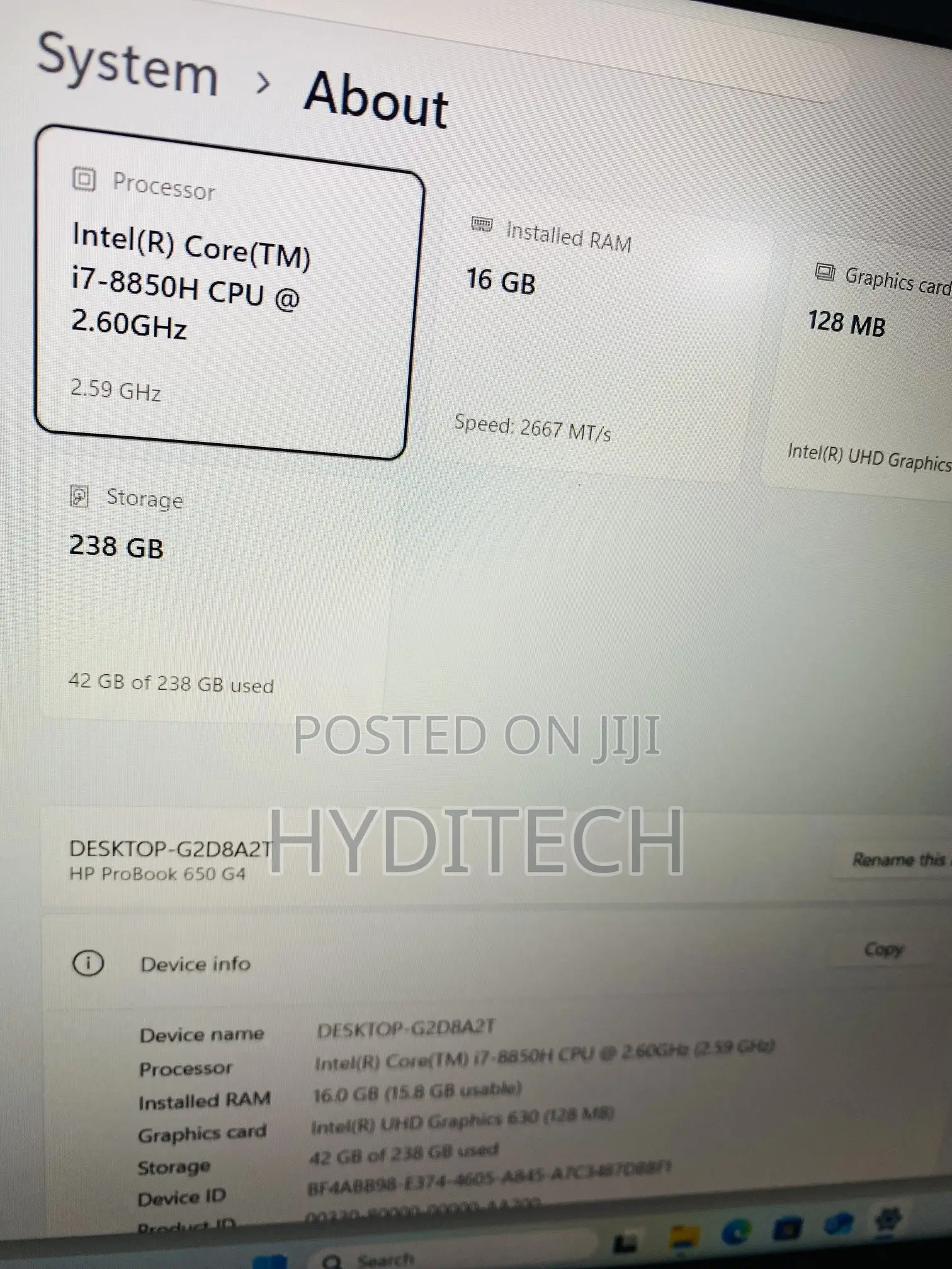 Laptop HP 650 G4 16GB Intel Core i7 SSD 256GB