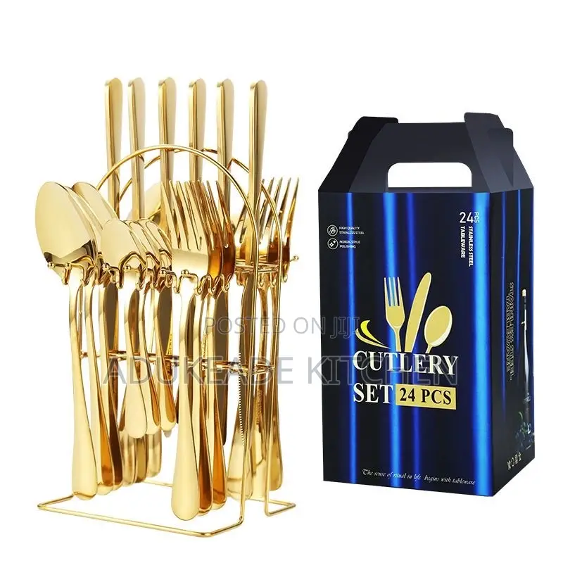 24pcs Cutlery Golden Spoon Set