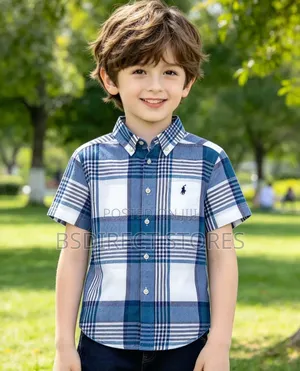 Genuine Polo Ralph Lauren Boys Cotton Madras Shirt Blue
