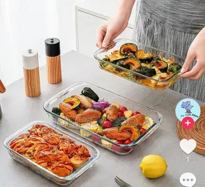 3pcs Rectangle High Borosilicate Glass Multipurpose Dish Set.