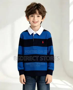 Polo Ralph Lauren Unisex Bold Stripe Rugby Shirt Navy Blue