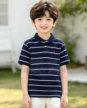 POLO RALPH LAUREN Boys Polo Shirt Blue Striped Short Sleeve