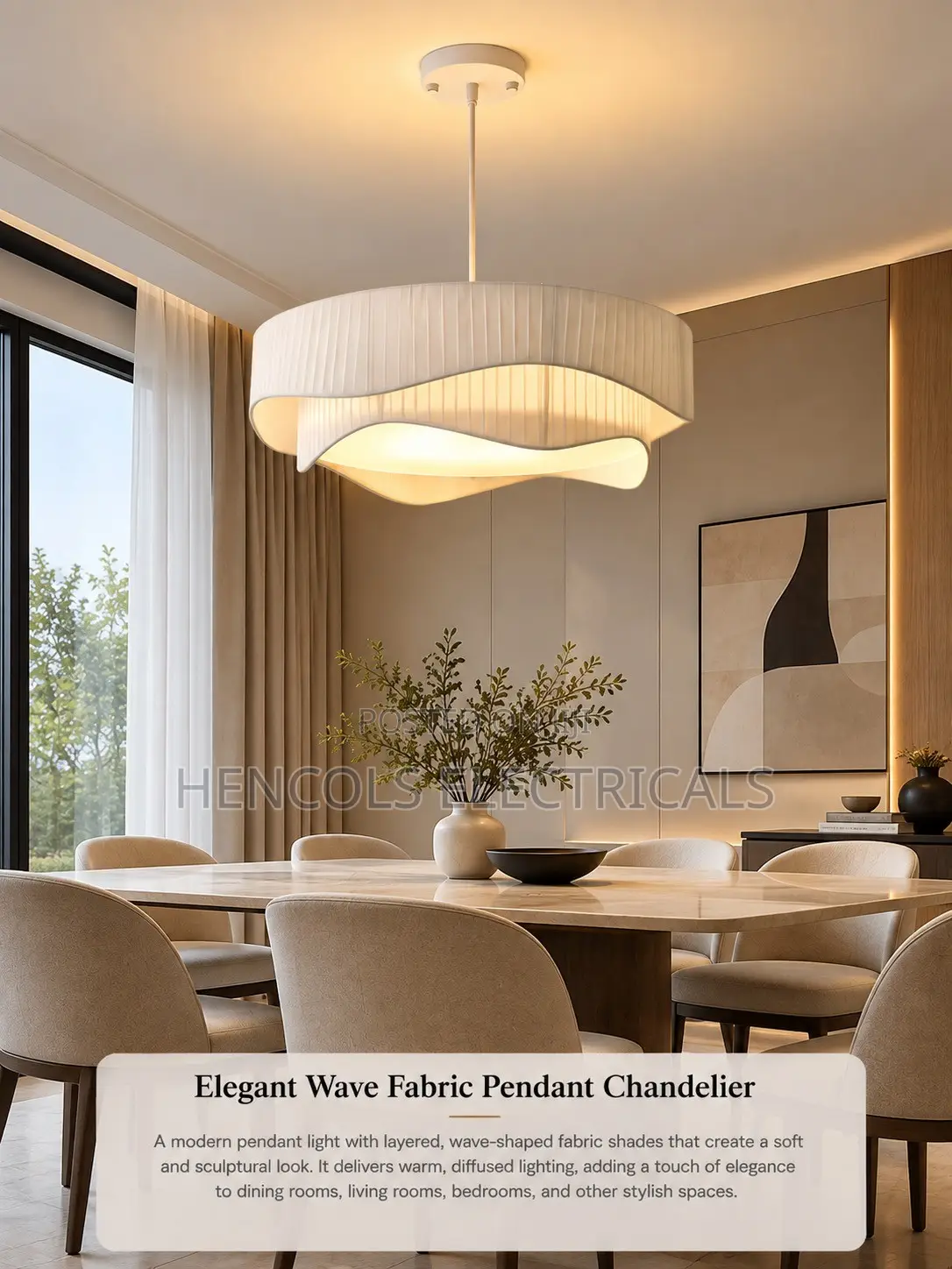 Elegant Wave Fabric Pendant Chandelier