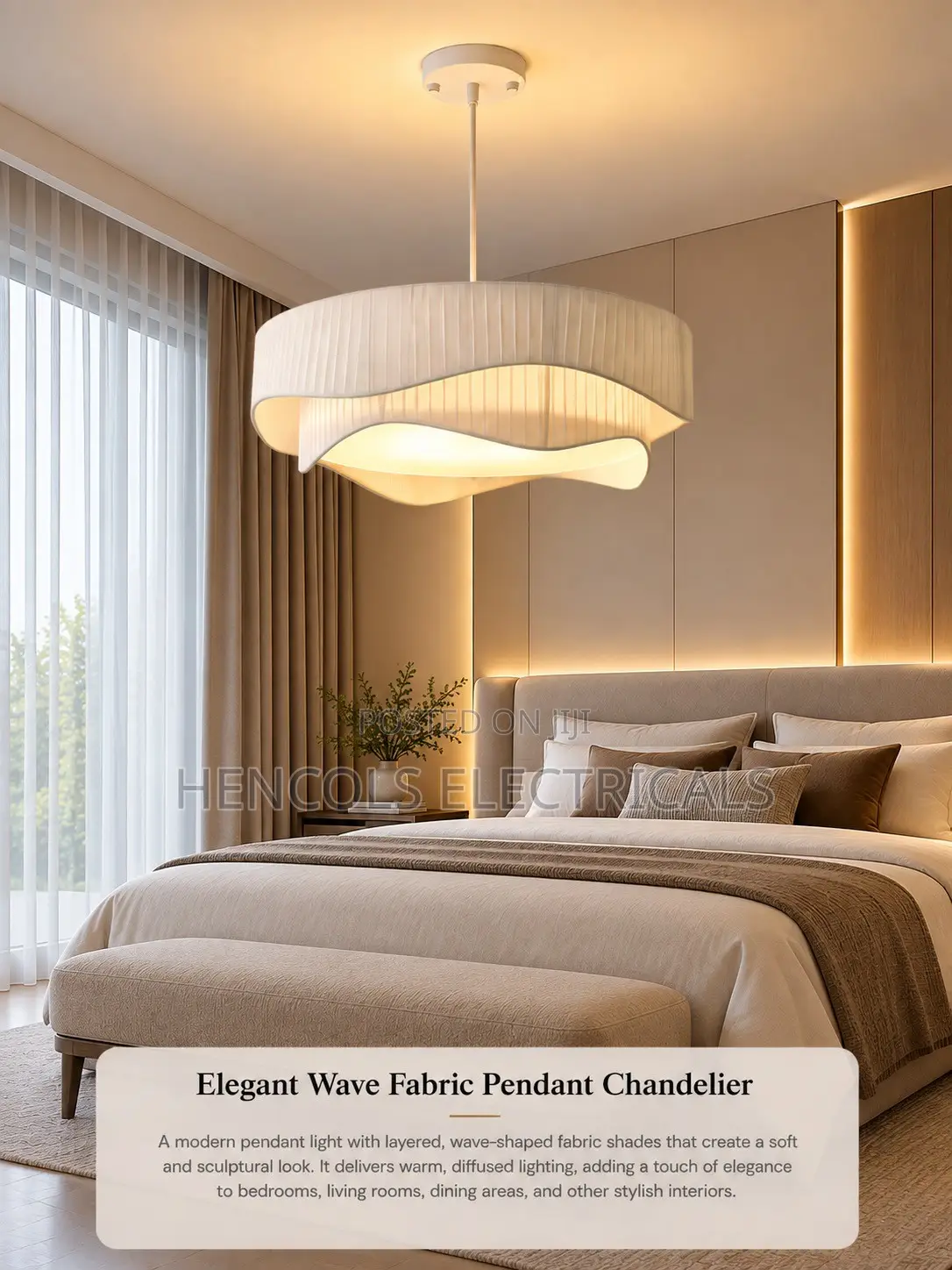 Elegant Wave Fabric Pendant Chandelier