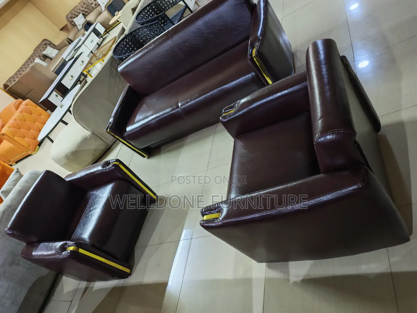 5seaters Leather Sofa for Office Room