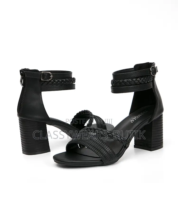 Black Block Heels Sandals