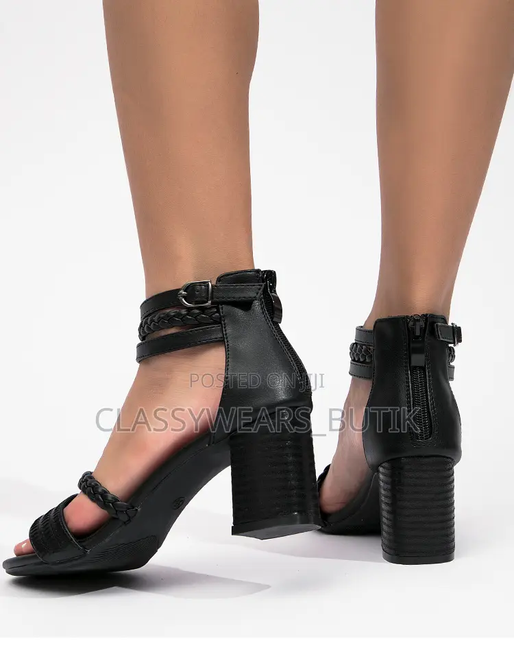 Black Block Heels Sandals