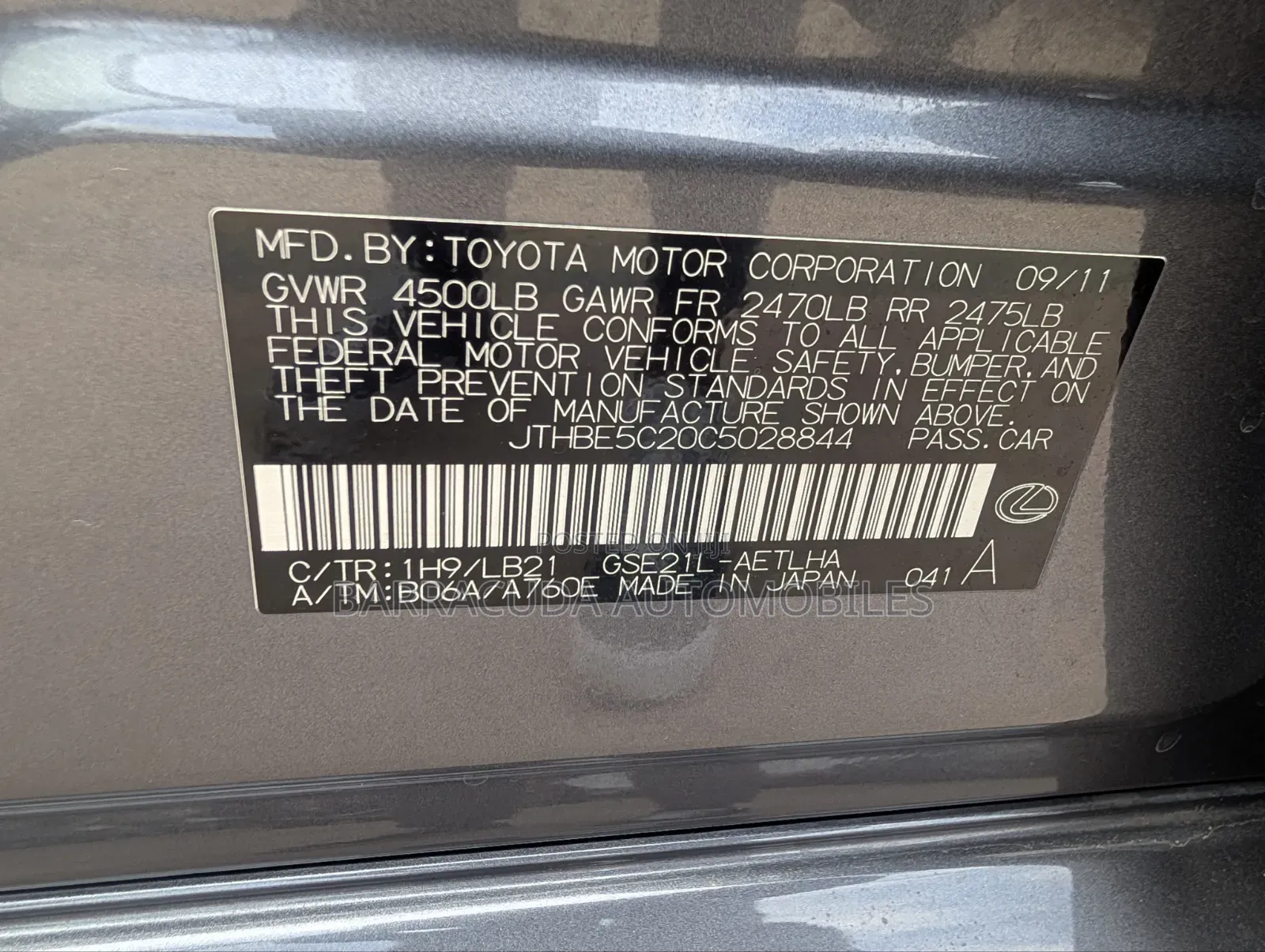 Lexus IS 350 RWD 2013 Gray