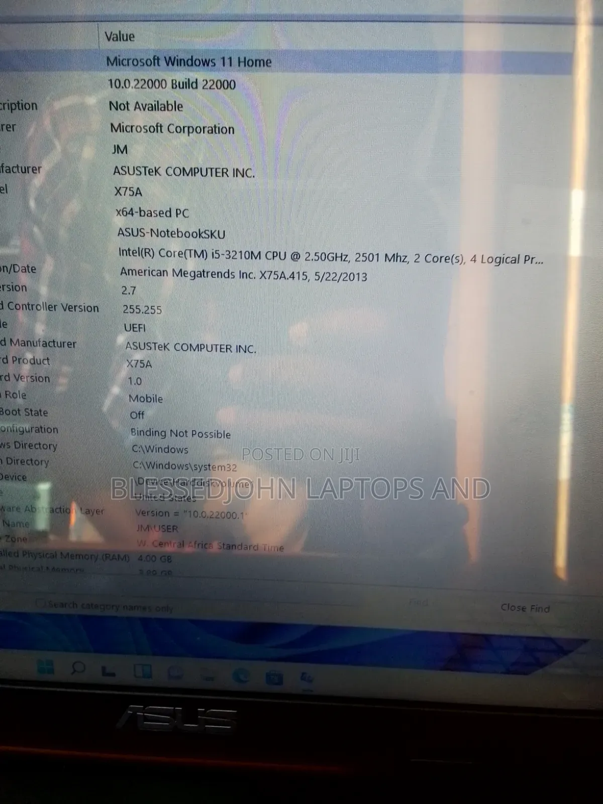 Laptop Asus X75A 8GB Intel Core i5 HDD 320GB