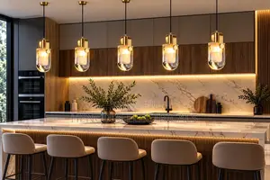 Modern Gold & Glass Pendant Light